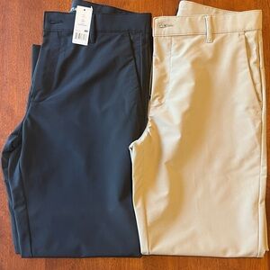 LOT OF 2 BANANA REPUBLIC MEN'S LIGHTWEIGHT FLAT FRONT PANTS 32x30 BLACK & KHAKI